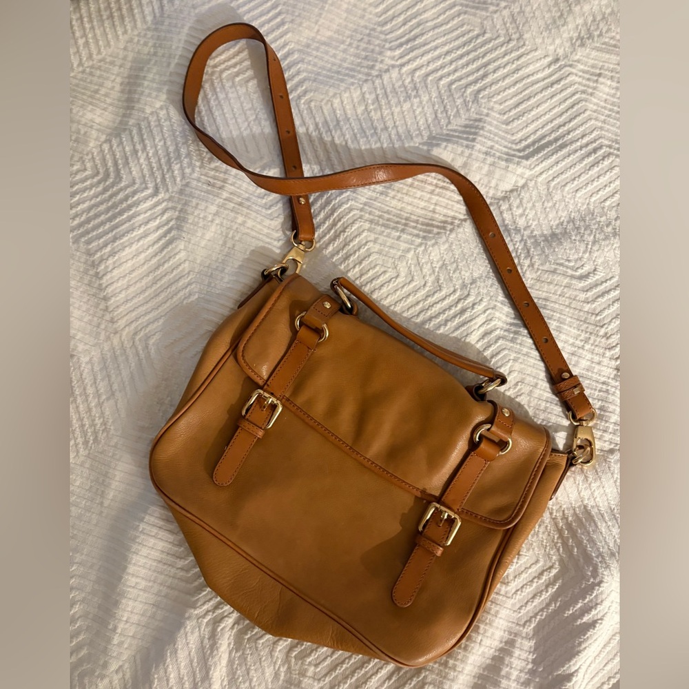 Massimo Dutti Tan Real Leather Shoulder Bag